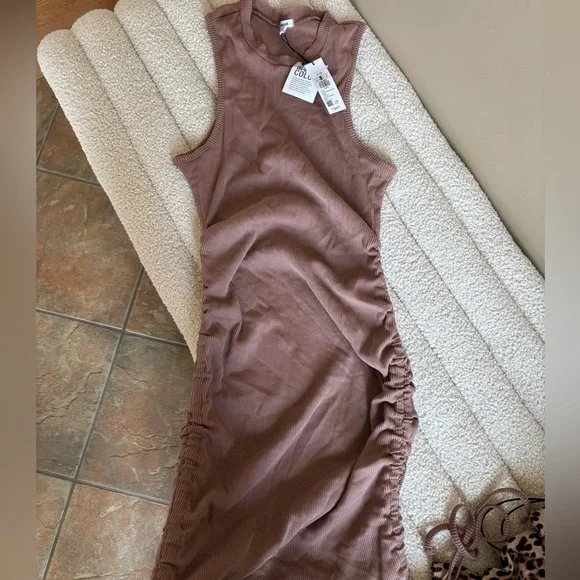 brown garage dress Ruched Drop Waist Romper Dress - Garage - Brown